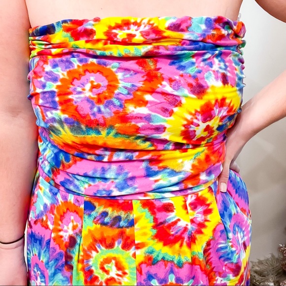 Plus Size Rainbow Tie Dye Strapless Romper Sz 4X - Picture 14 of 15